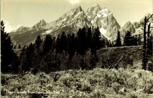 RPPC Three Teton Mountains from Upper Junction Wyoming Real Photo Postcard - Bild 1 von 2