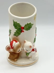 Weihnachten Katze & Maus Streichholzhalter Vintage Keramik Made in Japan handbemalt - Bild 1 von 11