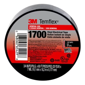 3M Temflex 1700 General Use Electrical Tape Black - 3/4 in. x 60 ft. - Picture 1 of 6