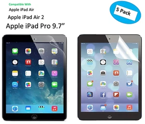 5 X Ultra Clear HD Screen Protector Guard Cover For Apple iPad Air 2 / iPad 6 - Picture 1 of 5