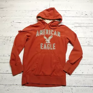 American Eagle Hoodie Adult S Orange Cotton Knit Vintage Style Hooded Sweatshirt - Picture 1 of 6