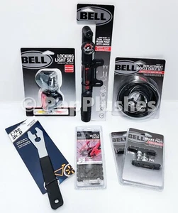Bell Fahrradteile Konvolut - Licht, Schraubenschlüssel, Kette, Pumpe, Bremsschaltseile, Beläge - Bild 1 von 16