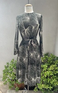 Vtg 70s Dress Black Biege Fireworks Print Sz S Diane VonFurstenberg - Picture 1 of 11