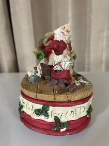 Holiday Time Santa Music Box Getting Foot Massage Vintage 5 Inches Tall Dept 18 - Picture 1 of 11