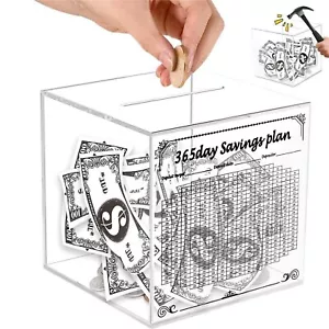 Savings Challenge Box For Money Digital Bank Clear Acrylic Cash Money Saving Box - Picture 1 of 8