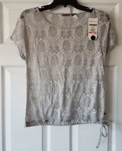 $50 NWT Merrell Womens Gray Print Sheer Short Sleeve T-Shirt Top Size XS XSmall - Picture 1 of 3