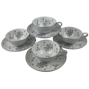 Noritake Suzette Cups and Saucers Set of 4 VTG 5803 Lavender Floral VTG Japan - Picture 1 of 13