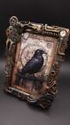 Steampunk, raven photo frame, rusty, cogs, chain, keys, hand-sculpted