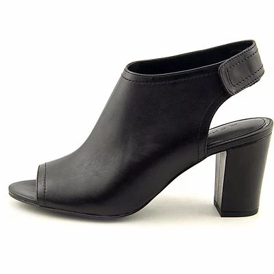 Nuevos Botines H by Halston Linda Cuero Negro Peep-toe talla 9M Foto 1 de 4