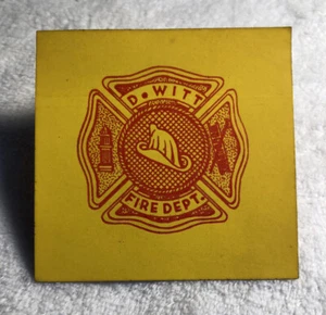 Vintage Dewitt New York Fire Department Window Sticker Peel and Press~~2 3/4"~~ - Picture 1 of 2