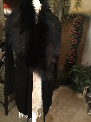 Abrigo Suéter Michael Kors Negro Con Cuello de Piel Sintética Extraíble NUEVO CON ETIQUETAS HERMOSO LGE Foto 1 de 4