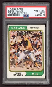 1974 Topps Baseball Rollie Fingers #212 PSA/DNA Signed Autograph Oakland A’s - Picture 1 of 2