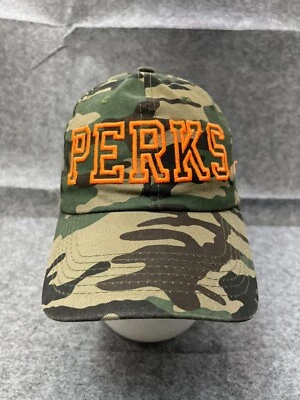 Perks Ethos Hat Cap Strap Back Adult One Size Orange Green Camo 100% Cotton - image 1 of 4