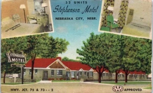 STEPHENSON MOTEL Nebraska City, NE multi view roadside - Postcard - Picture 1 of 2