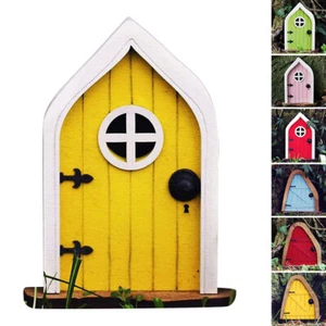 Fairy Gnome Elf Door Handpainted Wooden Outdoor Yard Tree Mystical Art Ornament - Picture 1 of 15