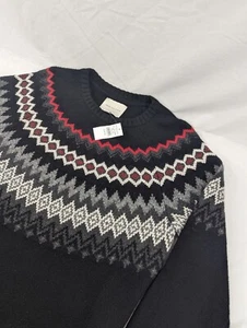 NWT American Eagle Christmas Snow Print Black Soft Sweater Size Medium Tall - Picture 1 of 8