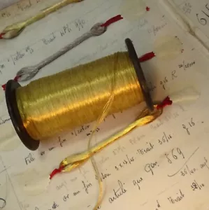 12 yard ANTIQUE French very fine Gold Metallic Metal Thread Embroidery Fly Tying - Picture 1 of 12