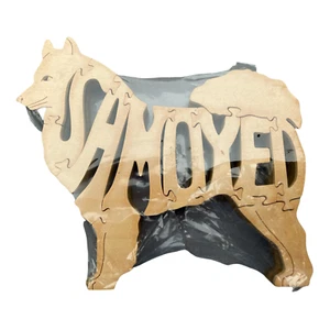 Samoyed Husky Dog Wood Puzzle Toy Amish Made NEW Figurine Wooden Art - Picture 1 of 4