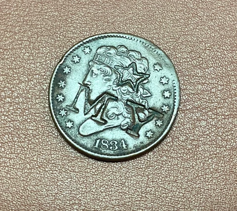 1834 Classic Head Half Cent*** COUNTERSTAMP Cover