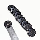 A Lot of 10 Genuine Horn Buttons for Suit, Jacket, Blaze 4-Hole Flat Black