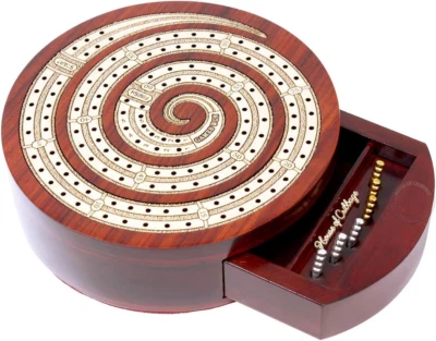 Spiral Shape 2 Track Non-Continuous Cribbage Board - Push Drawer Storage for Peg - Image 1 of 4