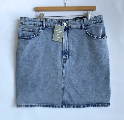 H&M DIVIDED Blue Denim MOM Skirt High Waist Stretch Size 18 NWT - Image 1 of 4