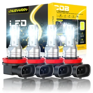 4X H9 H11 LED Headlights Kit Combo Bulbs 6000K High Low Beam Super White Bright - Picture 1 of 11