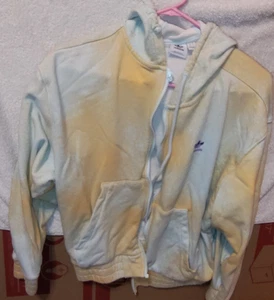 Adidas Hoodie Womens Small Full Zip Trefoil All Over Print Sweatshirt Logo - Picture 1 of 4