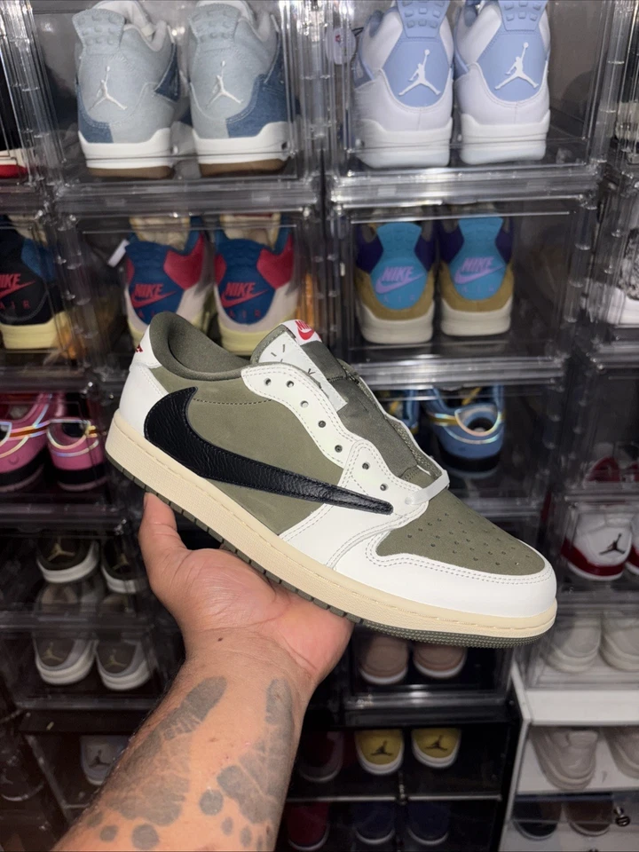 Size 10 - Travis Scott x Air Jordan 1 Retro OG SP Low Reverse Olive / Medium... - Image 1 of 1