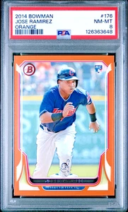 Jose Ramirez 2014 Topps RC ROOKIE CARD ORANGE /250 # 424 PSA 8 NM-MT Indians - Bild 1 von 2