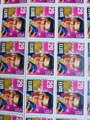 ELVIS PRESLEY- Lot 63 stamps-29 Cents from 1992- 1 Full Sheet (40) and 23 others - Image 1 of 4