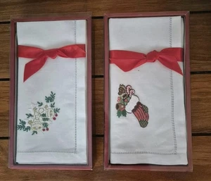 8 handbestickte Weihnachtsservietten, Strümpfe/Glocken Windham Weber Vintage Neu  - Bild 1 von 14