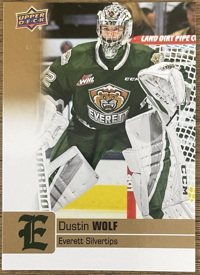 Dustin Wolf Rookie - 2019-20 Upper Deck CHL #69 Gold Glossy (RC) Calgary Flames - Image 1 of 2