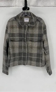 Old Navy Womens Gray Plaid Long Sleeve Pockets Full-Zip Shacket Size Large - Picture 1 of 9