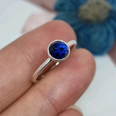 Genuine Pandora Simulated Sapphire September Droplet Ring Size 52 💕 S925 ALE    - Image 1 of 4