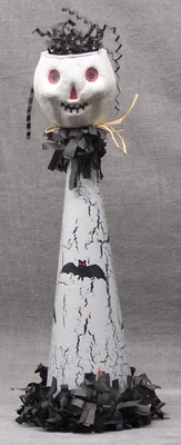 Temporadas pasadas por Halloween 2004 papel maché Jack O linterna en sombrero de bruja firmado Foto 1 de 4