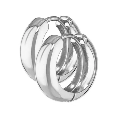 Pair of 8K 333 White Gold Hoop Earrings 15 x 5.1mm High Polished Round - Image 1 of 2