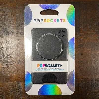 PopSockets Popwallet+ Cell Phone Wallet & Grip Stand Black New *NOT MAG SAFE* - Image 1 of 4