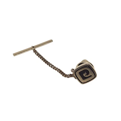 Vintage Pierre Cardin Gold Tone Tie Tack Pin Square Cut Out P Lapel Pin  - Image 1 of 4