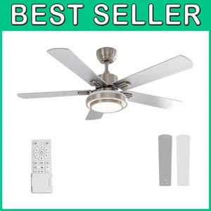 Remote Control Ceiling Fan Light 52" Brushed Nickel - Picture 1 of 11