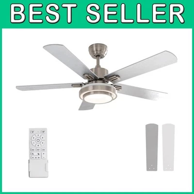 Remote Control Ceiling Fan Light 52" Brushed Nickel - Image 1 of 4