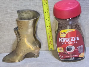 Vintage Antik SELTEN MESSING Kupfer Stiefel Überlauf Vase Viktorianischer Stil Hergestellt in England - Bild 1 von 17
