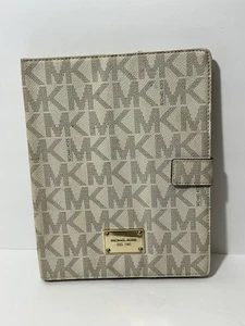 Michael Kors Brown MK Logo Coated Canvas IPad Case FAIR COND - Picture 1 of 11