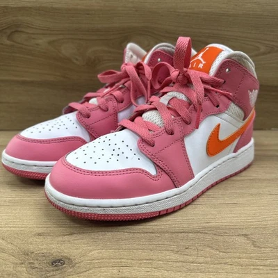 Nike Air Jordan 1 Mid GS 4.5Y Rosa Icle Seguridad Naranja DX3240-681 Buen Estado Foto 1 de 4