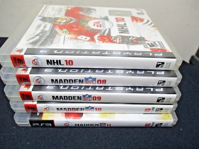 Madden NFL Sony Play Station 3 PS3 Jogos 8,9,10,11 Plus NHL 10 Ex Condição com Manuais - Imagem 1 de 2