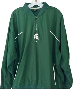 Vintage Y2K Nike Clima Michigan State Spartans Green 1/4 Zip Up Jacket XXL Logo - Picture 1 of 5