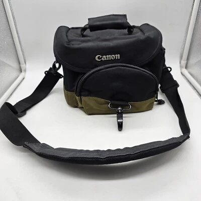 Canon Camera Bag Digital DSLR 软垫可调节肩带隔层口袋黑色 — 第 1/4 张图片