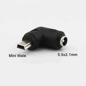 DC 5.5 x 2.1mm Female To Mini USB B 5 Pin Male Right Angle Power Supply Adapter - Picture 1 of 8