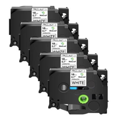 5PK TZe241 TZ241 3/4" cinta negra sobre blanca 18 mm para impresora de etiquetas Brother P-Touch Foto 1 de 4