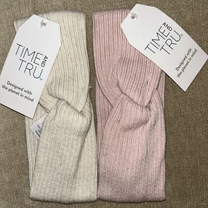 Time & Tru Knit Head-wrap Headbands One Size Beige, Pink - Picture 1 of 6